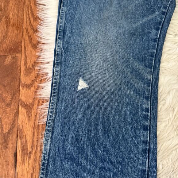 AMO Jeans Womens 31 High Rise Buttonfly Straight Leg Raw Hem Crop Denim Stargaze - Picture 12 of 15